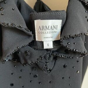 Armani Collezioni Silk & Beaded Black Dress